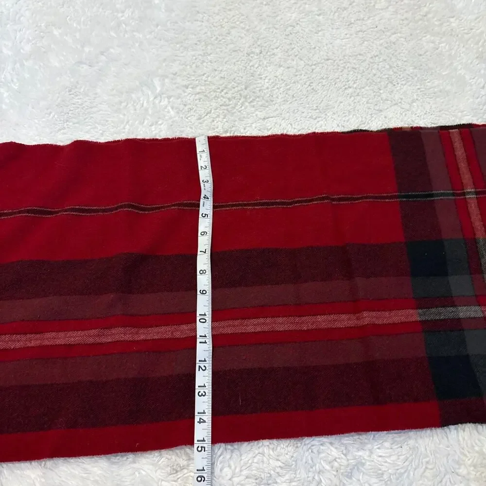 Banana Republic Multicolor Plaid Wool Fringe Rectangle Scarf Christmas Holiday